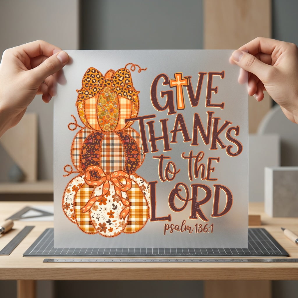 Give Thanks Lord Autumn Christian Faith Ready to Press DTF Transfer for Dtf