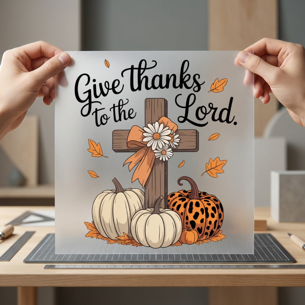 Give Thanks Lord Autumn Christian Faith Ready to Press DTF Transfer for Dtf