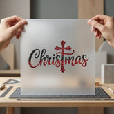 Glitter Christmas Cross Religious Christian Faith Ready to Press DTF Transfer for Dtf