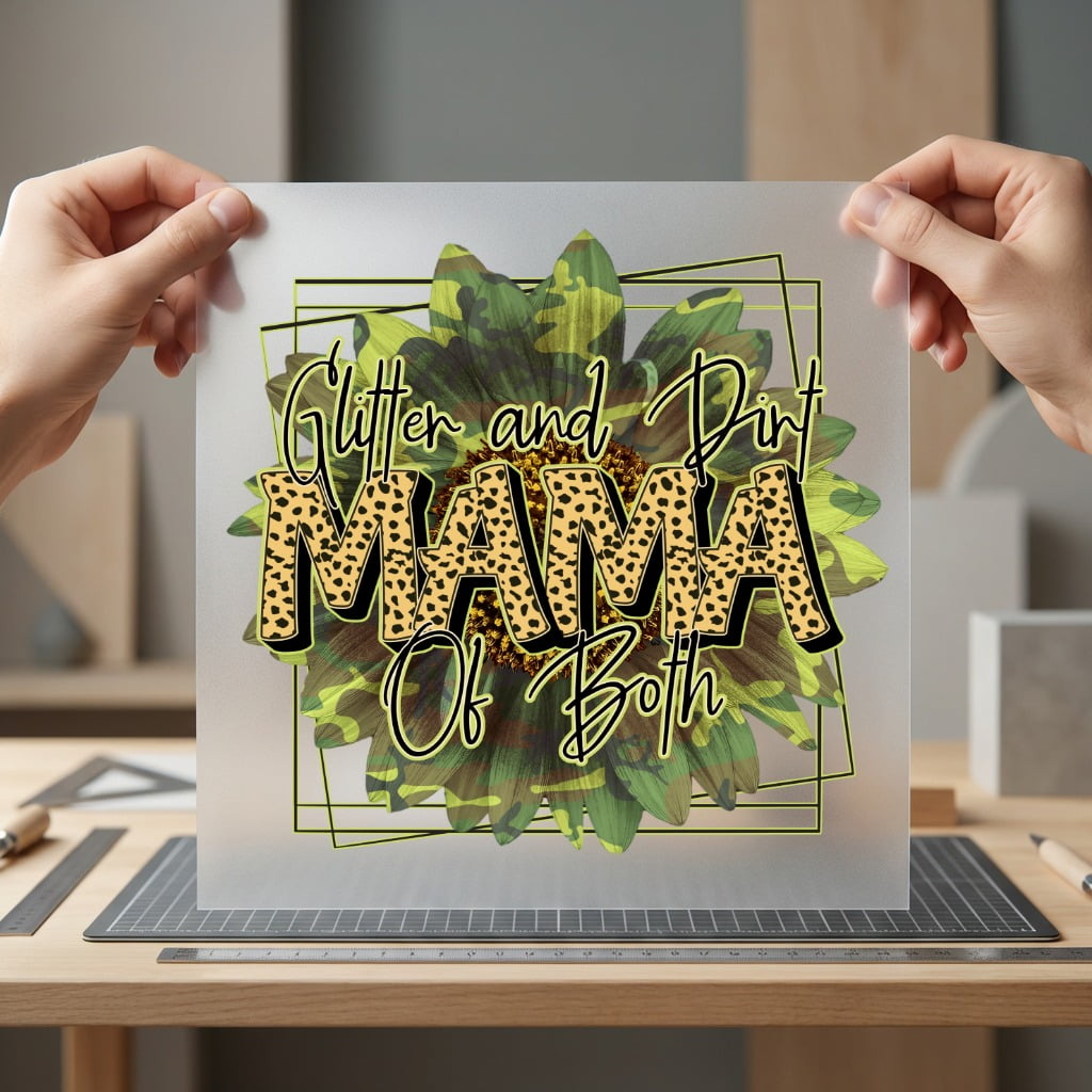 Glitter Dirt Mama Both Usa Mom Ready to Press DTF Transfer for Dtf