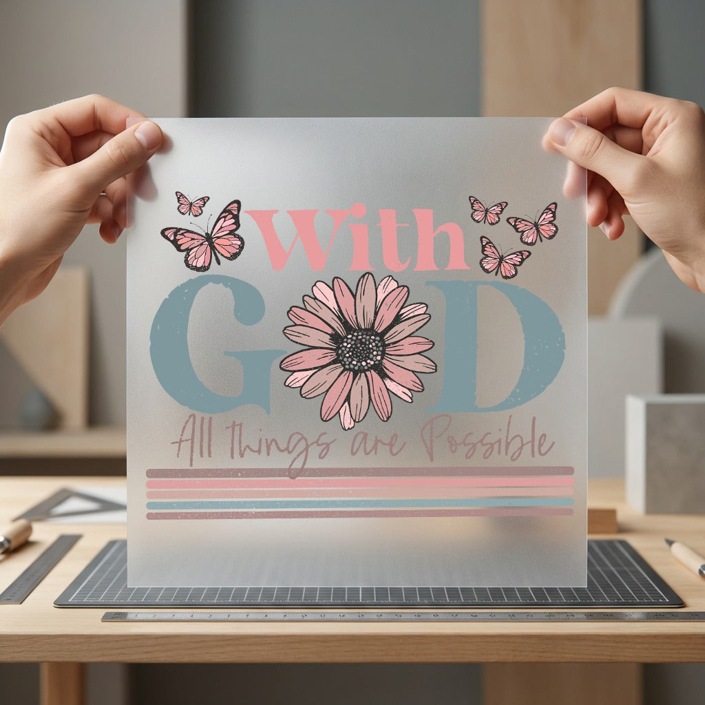 God All Things Possible Christian Faith Ready to Press DTF Transfer for Dtf