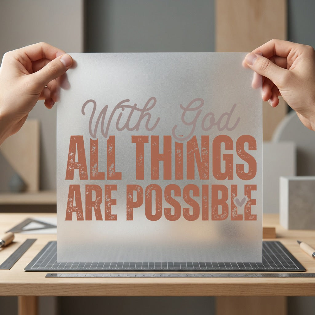 God All Things Possible Christian Faith Ready to Press DTF Transfer for Dtf