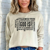 God Is (Word Cloud) | Attributes of God Sweatshirt - Luckets.com
