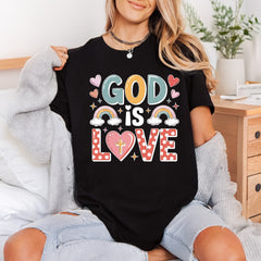 God Love Raibow Hearts Christian Faith Ready to Press DTF Transfer for Dtf