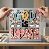 God Love Raibow Hearts Christian Faith Ready to Press DTF Transfer for Dtf
