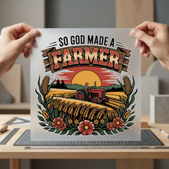 God Made Farmer Sunset Faith Usa Ready to Press DTF Transfer for Dtf