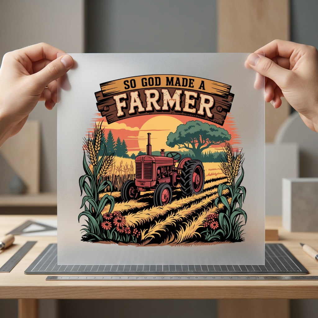 God Made Farmer Sunset Usa Dad Ready to Press DTF Transfer for Dtf
