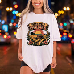 God Made Farmer Sunset Usa Mom Ready to Press DTF Transfer for Dtf