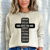 God Says You Are | Identity in Christ Sweatshirt - Luckets.com