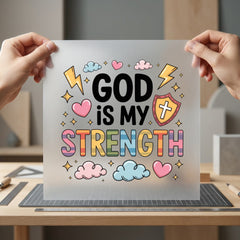 God Strength Faith-inspired Diy Christian Faith Ready to Press DTF Transfer for Dtf