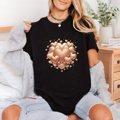 Golden Glitter Hearts Romantic Valentine Aesthetic Ready to Press DTF Transfer for Dtf