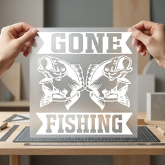 Gone Fishing Bass Retro Vintage Retro Ready to Press DTF Transfer for Dtf