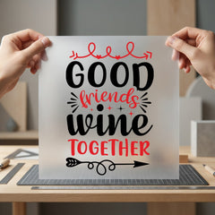 Good Friends Wine Together Funny Sarcastic Ready to Press DTF Transfer for Dtf