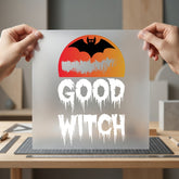Good Witch Bat Sunset Halloween Vintage Ready to Press DTF Transfer for Dtf