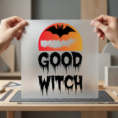 Good Witch Bat Sunset Halloween Vintage Ready to Press DTF Transfer for Dtf