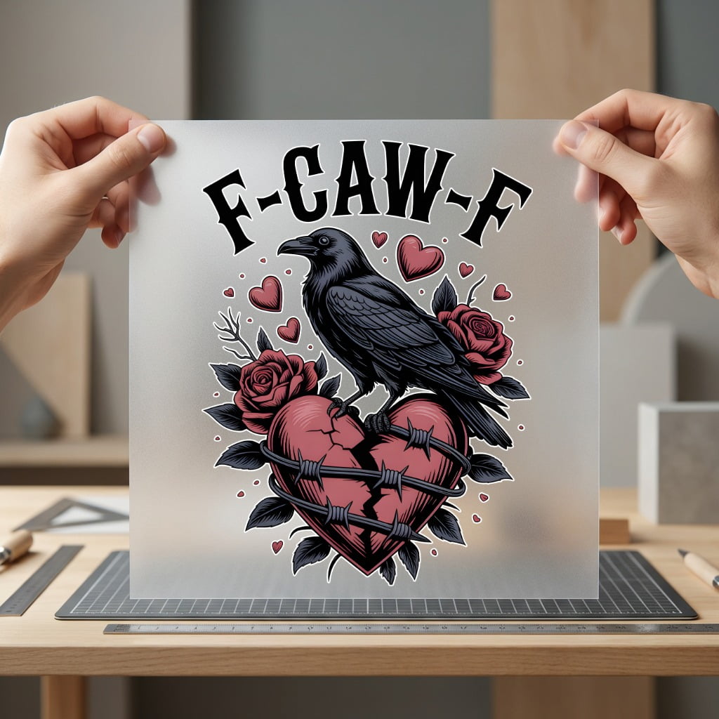 Gothic Crow Broken Heart Valentine Funny Ready to Press DTF Transfer for Dtf