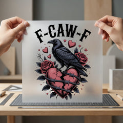 Gothic Crow Broken Heart Valentine Funny Ready to Press DTF Transfer for Dtf