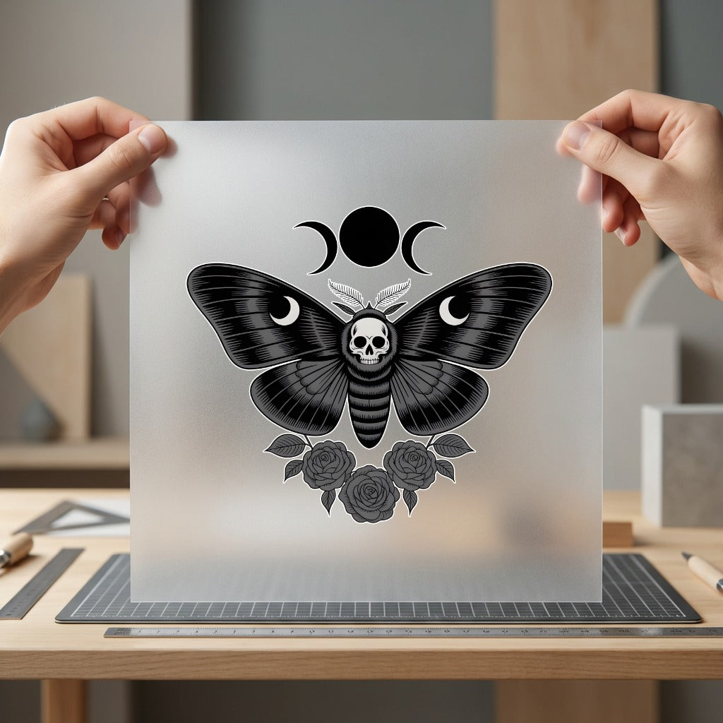 Gothic Moth Skull Roses Halloween Aesthetic Ready to Press DTF Transfer for Dtf