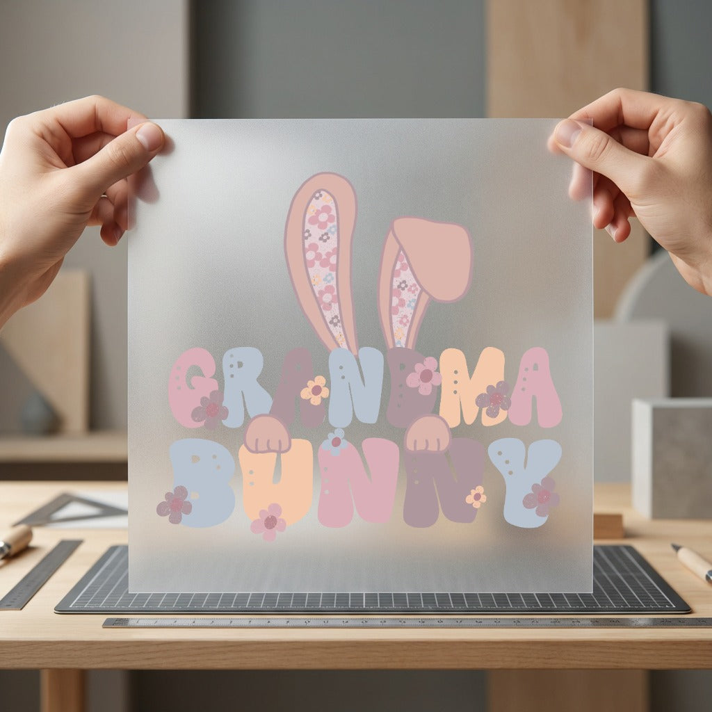 Grandma Bunny Fun Retro Easter Grandma Ready to Press DTF Transfer for Dtf