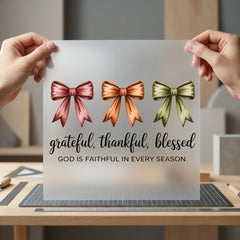 Grateful Thankful Blessed Bows Christian Faith Ready to Press DTF Transfer for Dtf