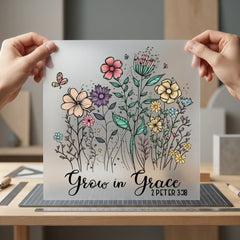 Grow Grace Floral Botanical Christian Faith Ready to Press DTF Transfer for Dtf