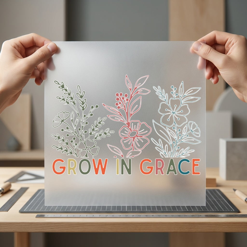 Grow Grace Outline Floral Christian Faith Ready to Press DTF Transfer for Dtf