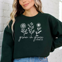 Grow In Grace 2 Peter 3:18 | Floral Scripture Sweatshirt - Luckets.com