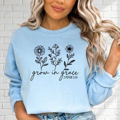 Grow In Grace 2 Peter 3:18 | Floral Scripture Sweatshirt - Luckets.com