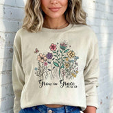 Grow in Grace | Floral Scripture Sweatshirt - Luckets.com