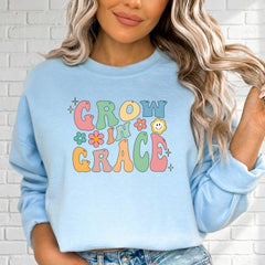 Grow In Grace | Retro Floral Christian Sweatshirt - Luckets.com