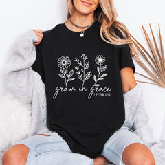 Grow In Grace | Scripture & Floral Tee - Luckets.com