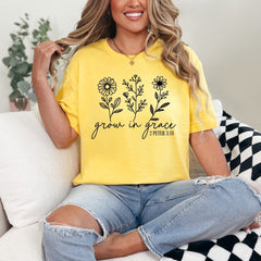 Grow In Grace | Scripture & Floral Tee - Luckets.com
