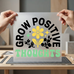 Grow Positive Thoughts Retro Retro Boho Ready to Press DTF Transfer for Dtf