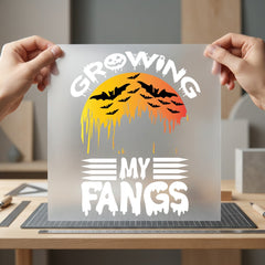 Growing Fangs Spooky Halloween Halloween Funny Ready to Press DTF Transfer for Dtf