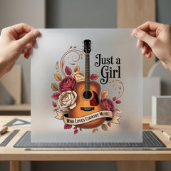 Guitar Roses Country Music Usa Country Ready to Press DTF Transfer for Dtf