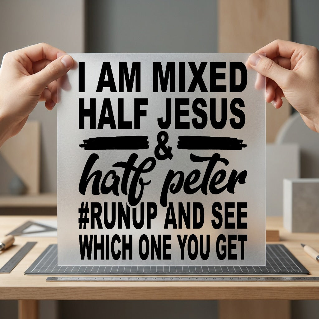 Half Jesus Peter Bold Christian Faith Ready to Press DTF Transfer for Dtf