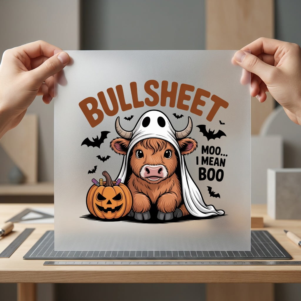 Halloween Bullsheet Moo Boo Halloween Funny Ready to Press DTF Transfer for Dtf