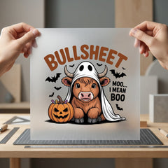 Halloween Bullsheet Moo Boo Halloween Funny Ready to Press DTF Transfer for Dtf