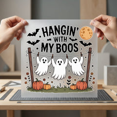 Hanging Boos Halloween Spooky Halloween Autumn Ready to Press DTF Transfer for Dtf