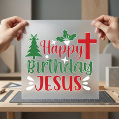 Happy Birthday Jesus Christmas Christian Faith Ready to Press DTF Transfer for Dtf