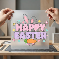Happy Easter Bunny Carrot Easter Aesthetic Ready to Press DTF Transfer for Dtf
