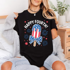 Happy Fourth Popsicle Patriotic 4th Of July Patriotic Ready to Press DTF Transfer for Dtf