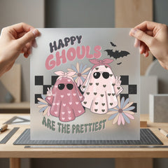 Happy Ghouls Retro Halloween Halloween Retro Ready to Press DTF Transfer for Dtf