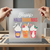 Happy Hallothankmas Drinks Holiday Halloween Christmas Ready to Press DTF Transfer for Dtf