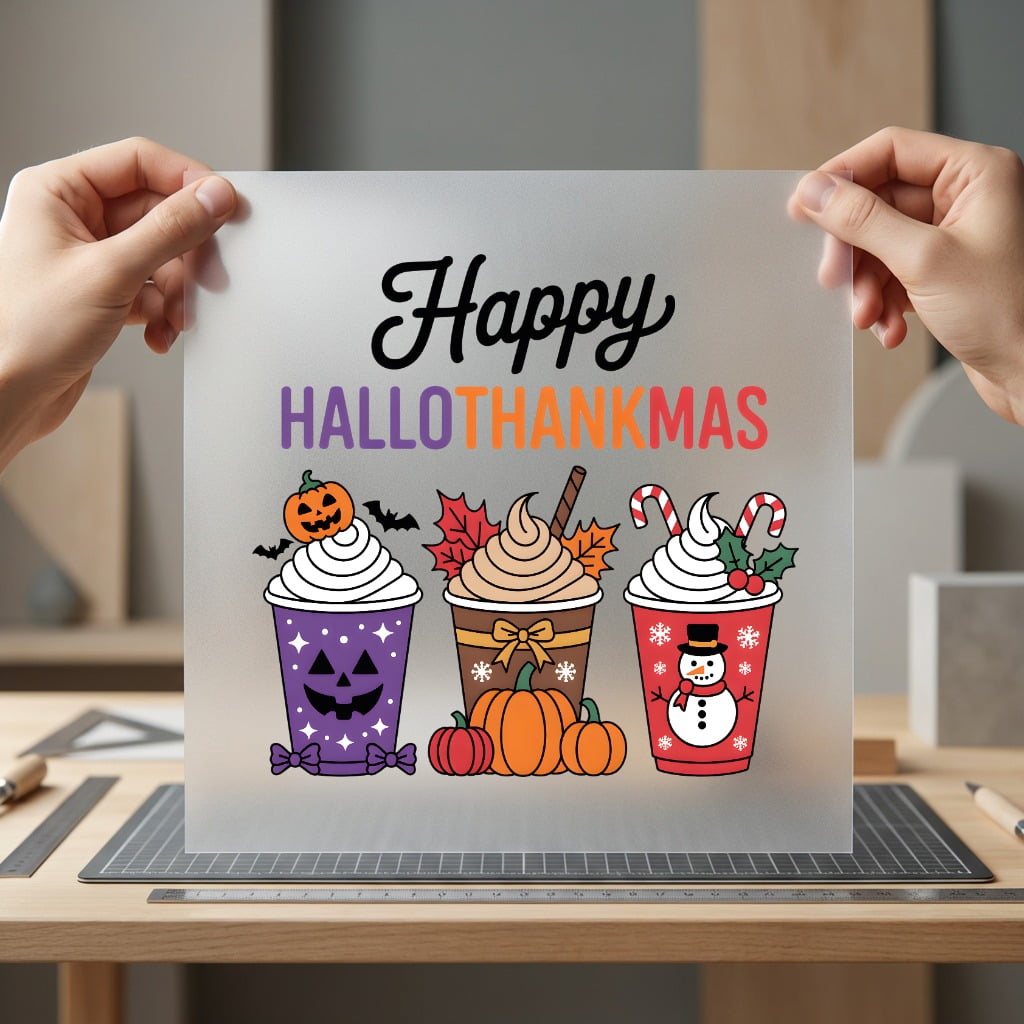Happy Hallothankmas Drinks Holiday Halloween Christmas Ready to Press DTF Transfer for Dtf