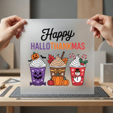 Happy Hallothankmas Drinks Holiday Halloween Christmas Ready to Press DTF Transfer for Dtf