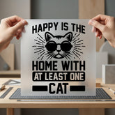 Happy Home Cat Retro Mom Dad Ready to Press DTF Transfer for Dtf