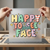 Happy See Face Retro Retro Ready to Press DTF Transfer for Dtf