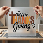 Happy Thanksgiving Cross Autumn Christian Faith Ready to Press DTF Transfer for Dtf