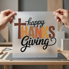 Happy Thanksgiving Cross Autumn Christian Faith Ready to Press DTF Transfer for Dtf
